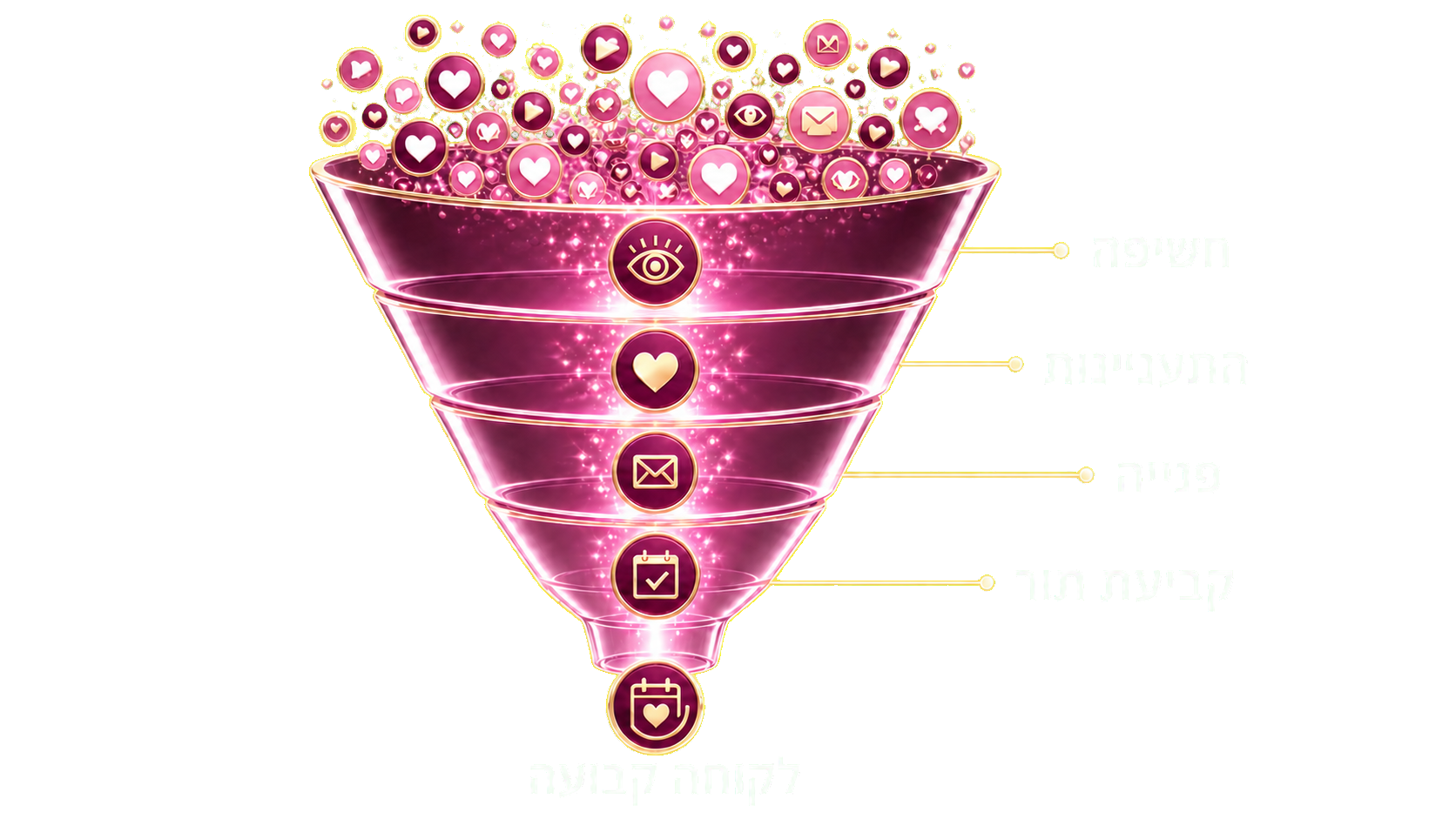 מסע לקוחה מחשיפה, דרך התעניינות ופנייה, לקביעת תור ולקוחה קבועה