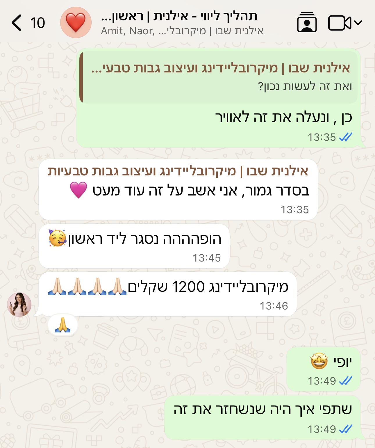 אילנית שבו, מתוך תהליך הליווי